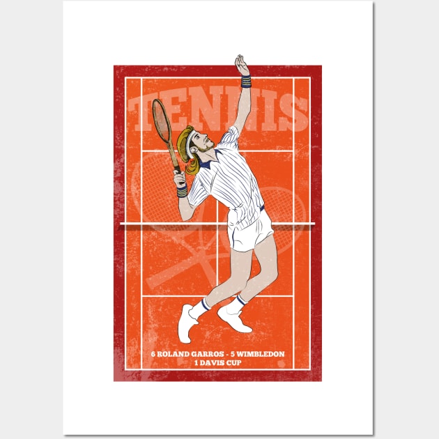 Borg Tennis Player Hero Vintage Wall Art by TEEWEB